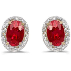 Red Ruby And Natural Earth Mined Diamond Stud Halo Earring Gold Jewellery 4.40 Carats