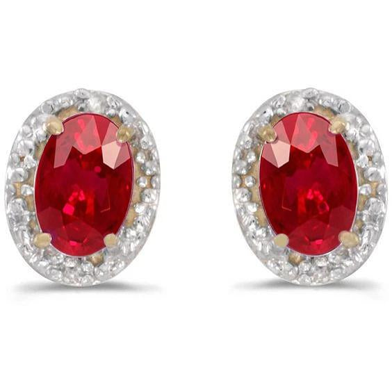 Red Ruby And Diamond Stud Halo Earring Gold Jewelry 4.40 Carats