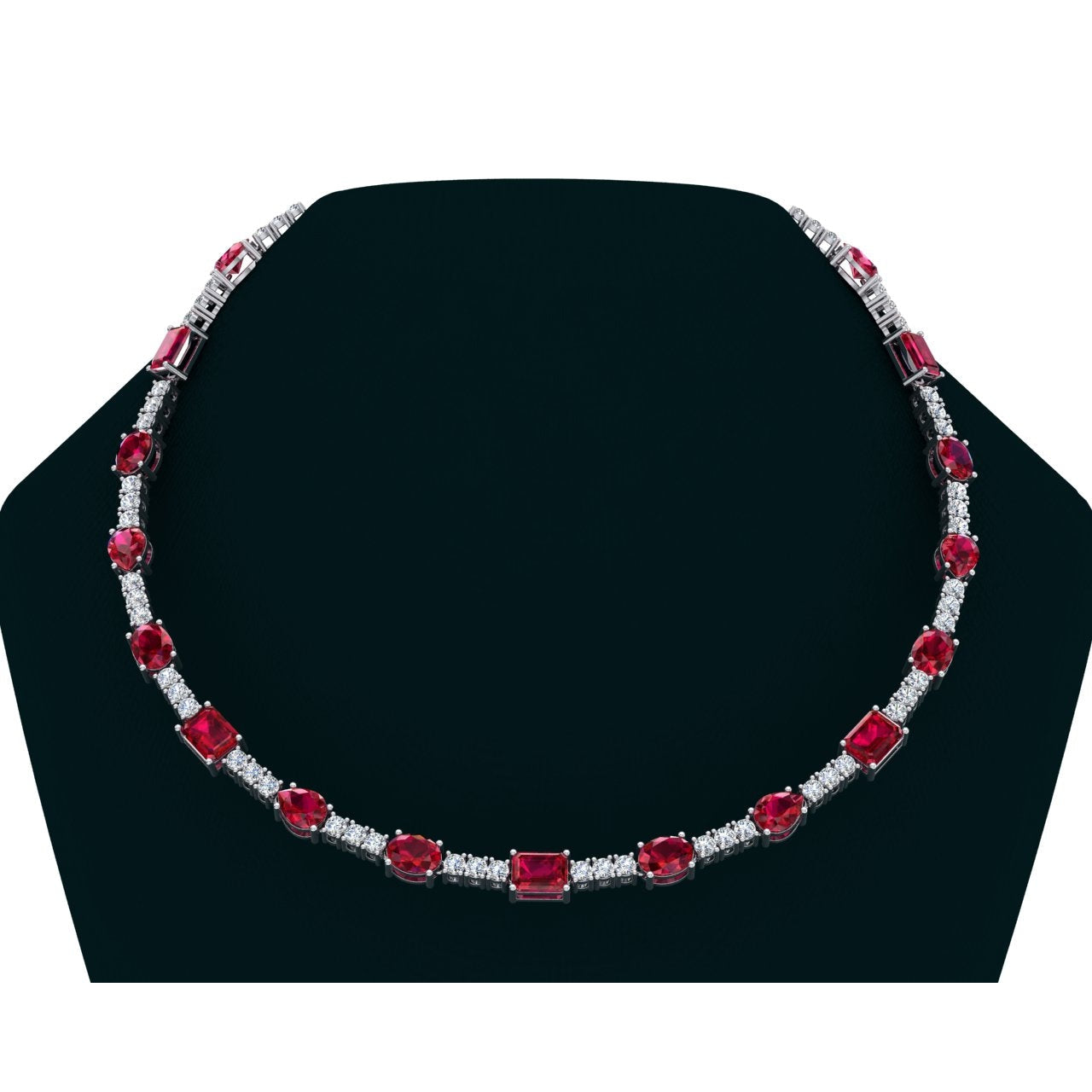 Red Ruby Diamond Necklace 46.50 Carats Gemstone Jewelry