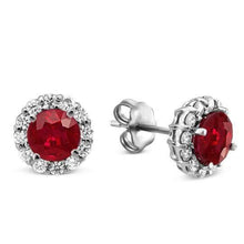 Red Ruby Gemstone And Diamonds 5.90 Carats Studs Earrings