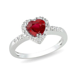 Red Ruby Gemstone With Natural Earth Mined Diamond Ring White Gold Jewellery 3.20 Carats