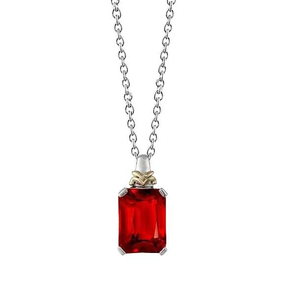 Red Ruby Pendant Necklace With Chain 6 Carat Gold 14K