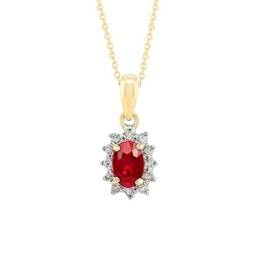 Red Ruby With Diamonds 3.35 Carats Pendant Necklace New