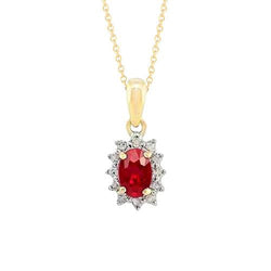Red Ruby With Natural Earth Mined Diamonds 3.35 Carats Pendant Necklace New