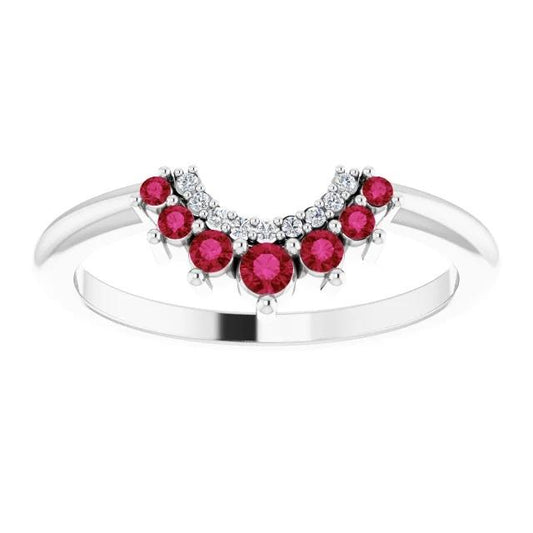 Red Ruby and Diamond Anniversary Ring 3.30 Carats White Gold 14K