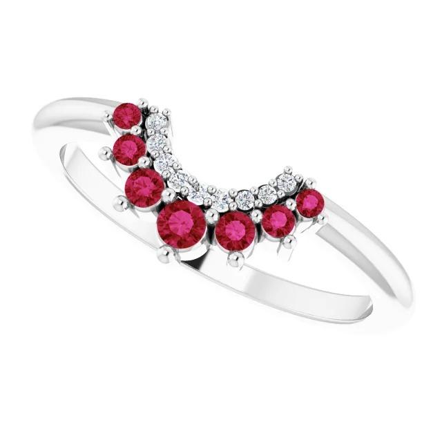Red Ruby and Diamond Anniversary Ring 3.30 Carats White Gold 14K