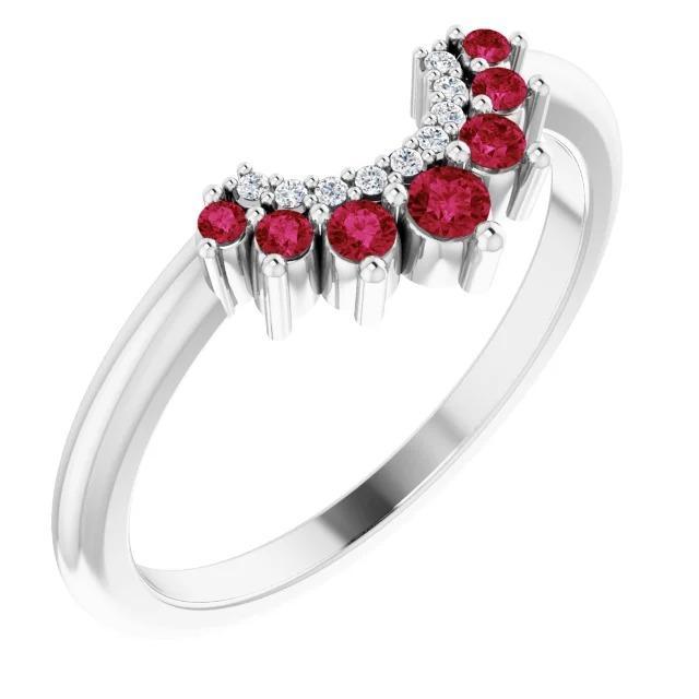 Red Ruby and Diamond Anniversary Ring 3.30 Carats White Gold 14K