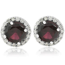 Red Sapphire Stud Earring Round Diamond 3.60 Carats White Gold 14K