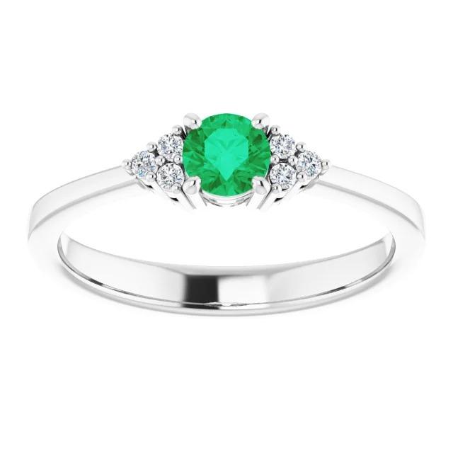 Ring 1 Carat Columbian Green Emerald Diamond Accented Women Jewelry