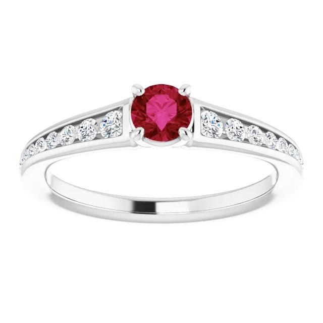 Ring 1.10 Carats Burma Ruby Diamond Accented White Gold 14K Jewelry