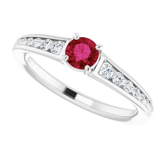 Ring 1.10 Carats Burma Ruby Diamond Accented White Gold 14K Jewelry