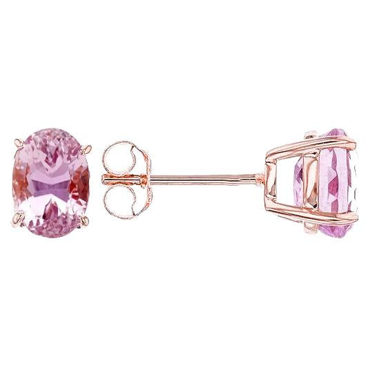 Rose Gold 14K 12 Ct Kunzite Ladies Studs Earrings Jewelry