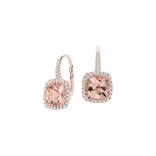 Rose Gold 14K Lady 10.60 Ct Morganite And Diamonds Dangle Earrings