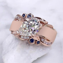 Rose Gold Diamond Ring 2.25 Carats Ceylon Sapphire Accents Jewelry