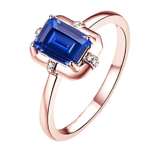 Rose Gold Gemstone Ring Ceylon Sapphire & Round Diamonds 2.50 Carats