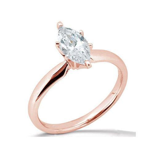 Rose Gold Marquise 1.51 Carats Diamond Solitaire Engagement Ring