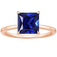 Rose Gold Solitaire Ring Princess Sri Lankan Sapphire 3.50 Carats