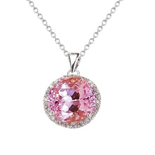 Round 36.25 Carats Pink Kunzite With Diamonds Pendant White Gold 14K
