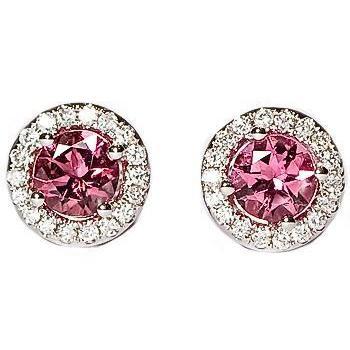 Round 8 Carats Tourmaline & Diamond Stud Pave Earring White Gold 14K