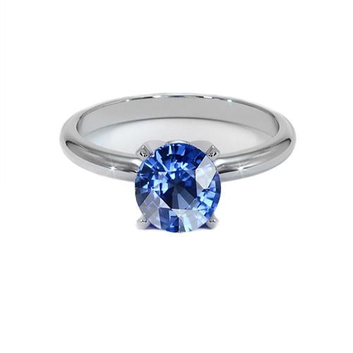 Round Blue Sapphire Gemstone Ring 4.50 Carats Ladies New