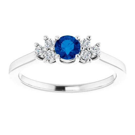 Round Blue Sapphire Stone 1.50 Carats Engagement Ring