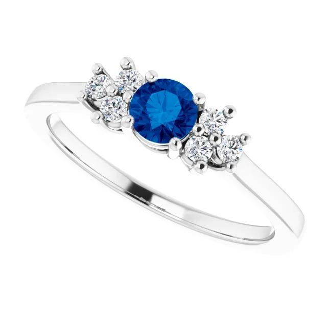 Round Blue Sapphire Stone 1.50 Carats Engagement Ring