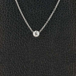 Round Brilliant Cut 1 Carat Diamond Pendant Necklace 14K White Gold