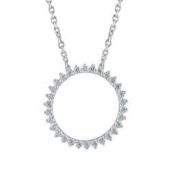 Round Brilliant Shape Diamond Circle Pendant Necklace 3 Carat WG 14K