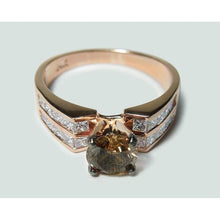 Round Brown Champagne Diamond Gemstone Ring 2.5 Carat Rose Gold 14K