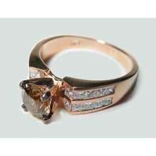 Round Brown Champagne Diamond Gemstone Ring 2.5 Carat Rose Gold 14K
