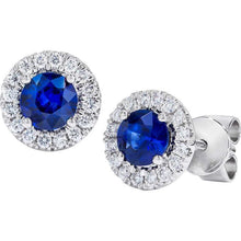 Round Ceylon Sapphire 4.60 Carats Studs Earring White Gold 14K