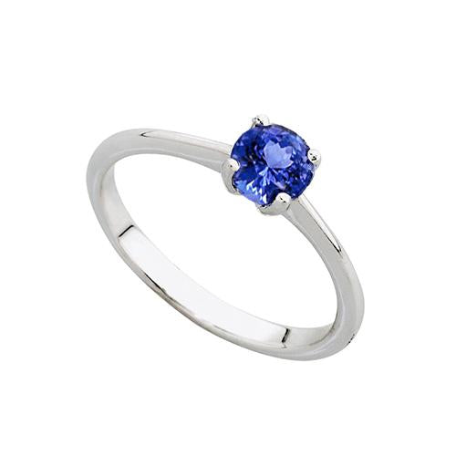 Round Cut 2 Carat Solitaire Tanzanite Wedding Ring 14K White Gold