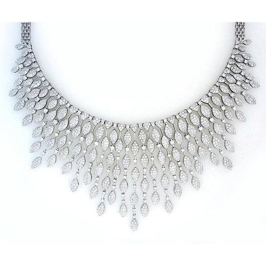 Round Cut 40 Ct Small Natural Earth Mined Diamonds Lady Necklace 14K White Gold New