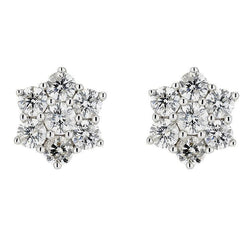 Round Cut Diamond Halo Stud Women Earrings 4.30 Carat White Gold 14K