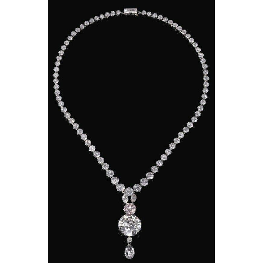 Round Cut Natural Earth Mined Diamond Ladies Necklace 20 Carats Fine Jewellery