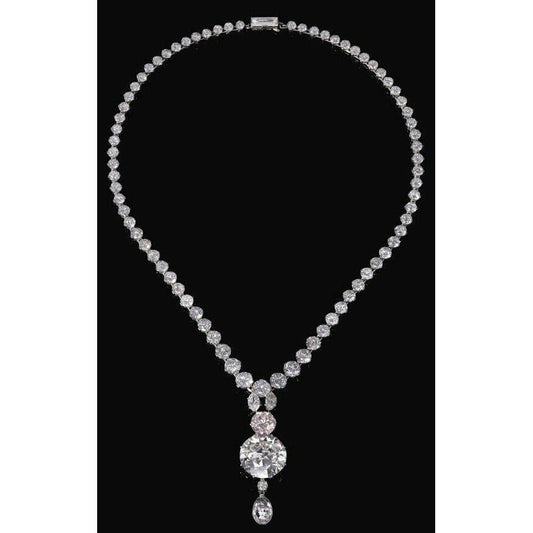 Round Cut Natural Earth Mined Diamond Ladies Necklace 20 Carats Fine Jewellery