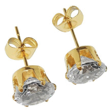 Round Cut Diamond Lady Stud Earring 4 Carats Yellow Gold 14K