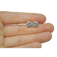 Round Cut Diamond Lady Stud Earring 4 Carats Yellow Gold 14K