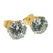 Round Cut Diamond Lady Stud Earring 4 Carats Yellow Gold 14K