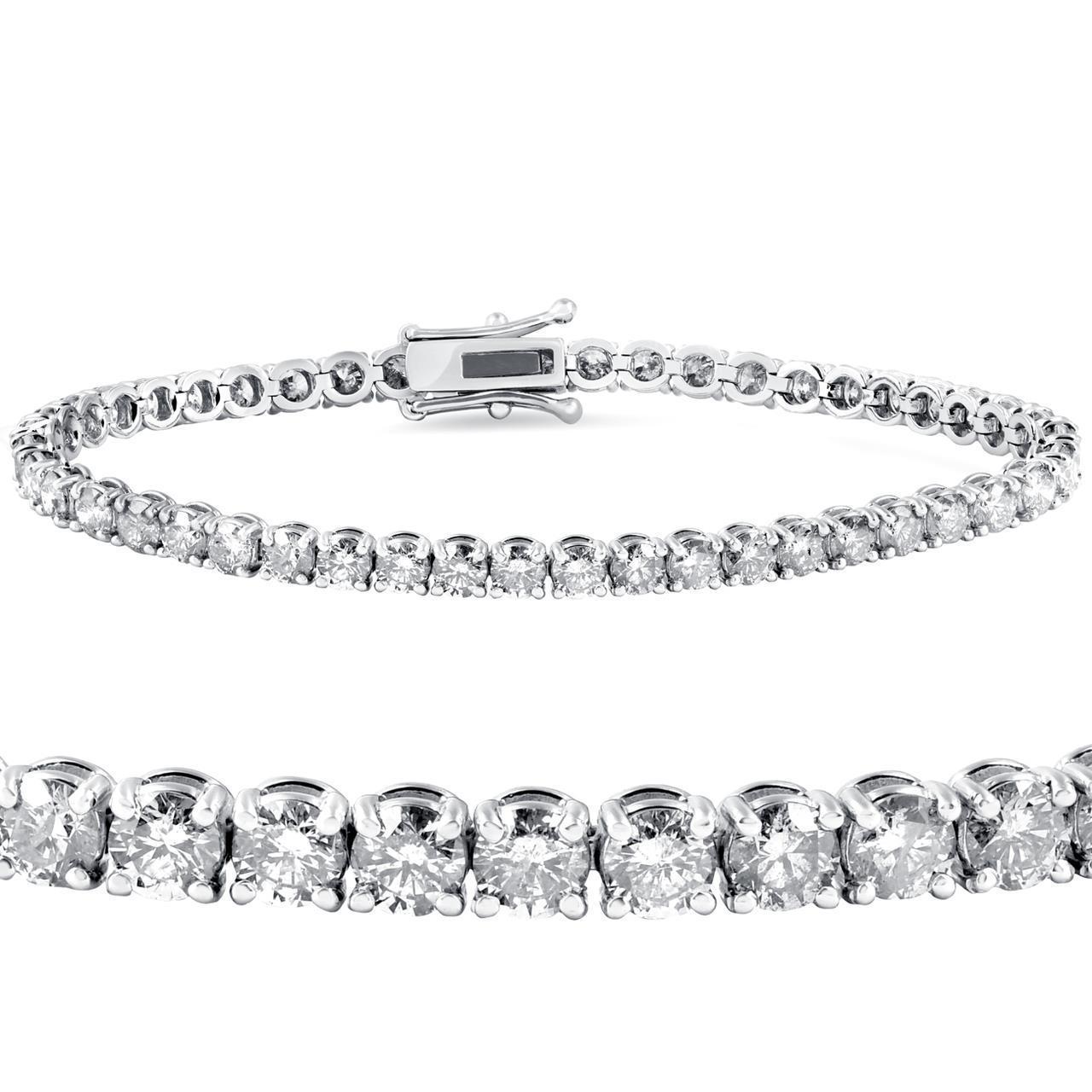 Round Cut Diamond Tennis Bracelet Sparkling White Gold 14K 7.20 Ct
