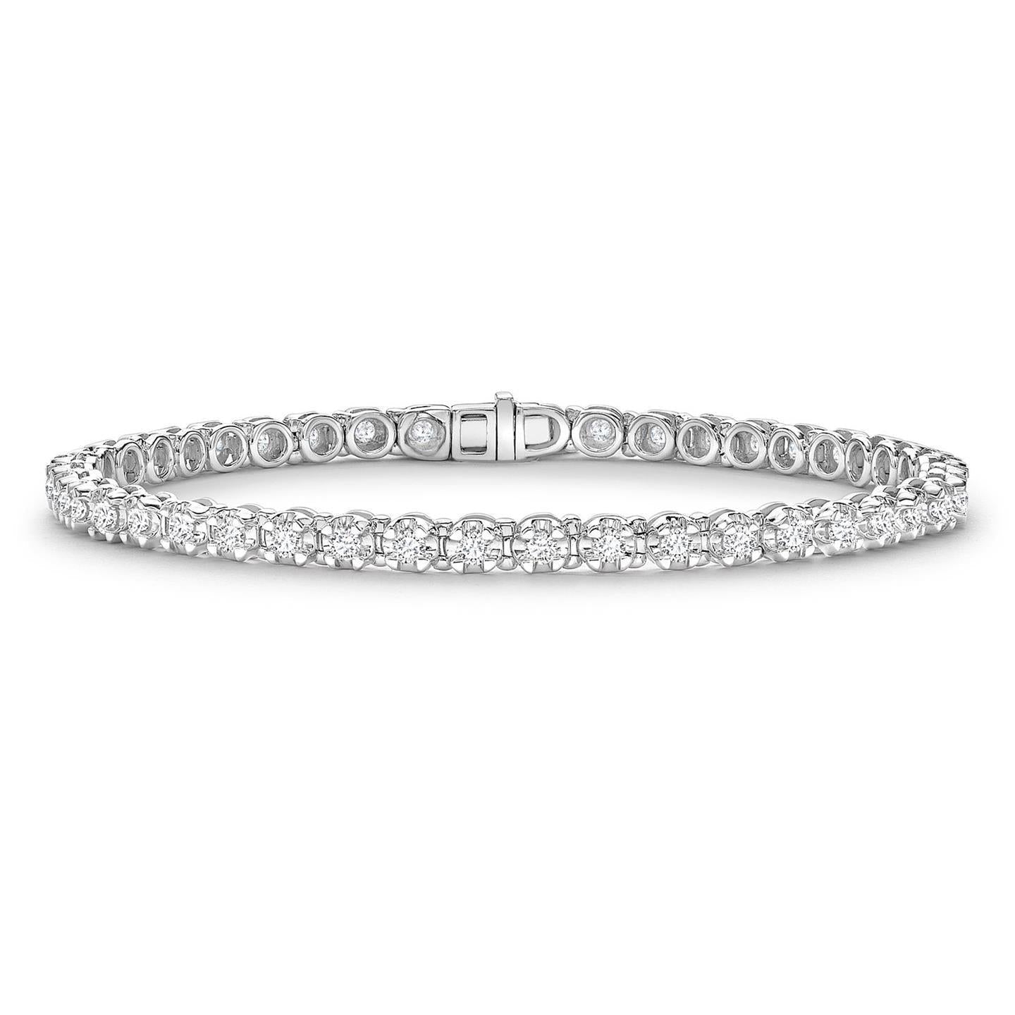 Round Cut Natural Diamond Tennis Bracelet White 14K Gold 4.40 Carats
