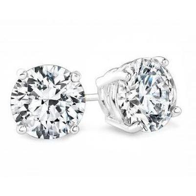 Round Cut Sparkling 4.50 Carats Diamonds Studs Earrings 14K Gold
