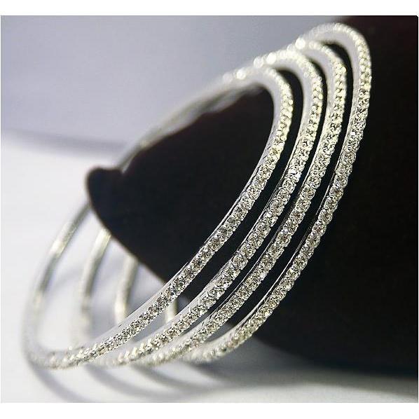 Round Diamond 2 Carats White Gold 14K Women Bangle Fine Jewelry