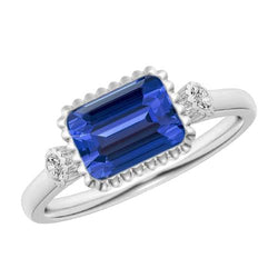 Round Diamond Bezel 3 Stone Anniversary Blue Sapphire Ring 2.25 Carats