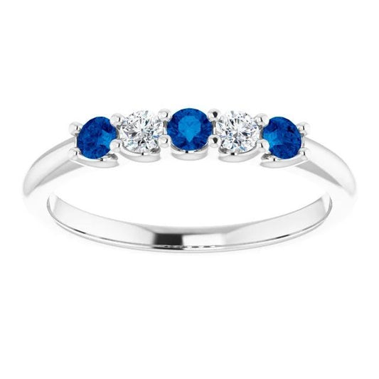 Round Diamond Blue Sapphire Stone Ring 2 Carats White Gold 14K