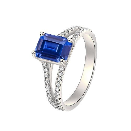 Round Diamond Ceylon Sapphire Engagement Ring 2.50 Carats Split Shank