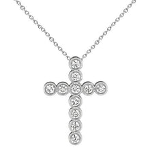 Round Diamond Cross Pendant Milgrain Necklace 4 Carat WG 14K