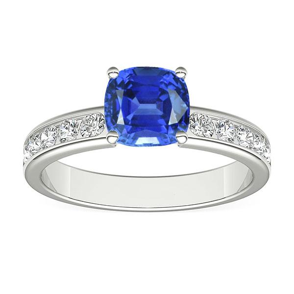 Round Diamond Cushion Sapphire Gemstone Ring 3.50 Carats White Gold