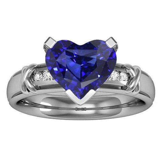 Round Diamond Engagement Ring 3 Carats Ceylon Blue Sapphire X Style