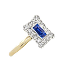 Round Natural Earth Mined Diamond Flower Style Halo Blue Sapphire Ring 3 Carats